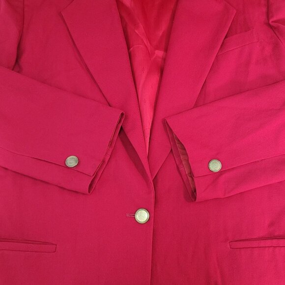 VTG Talbots Red 100% Worsted Wool Gold Button Blazer Jacket USA Made Size 16 - Picture 5 of 15